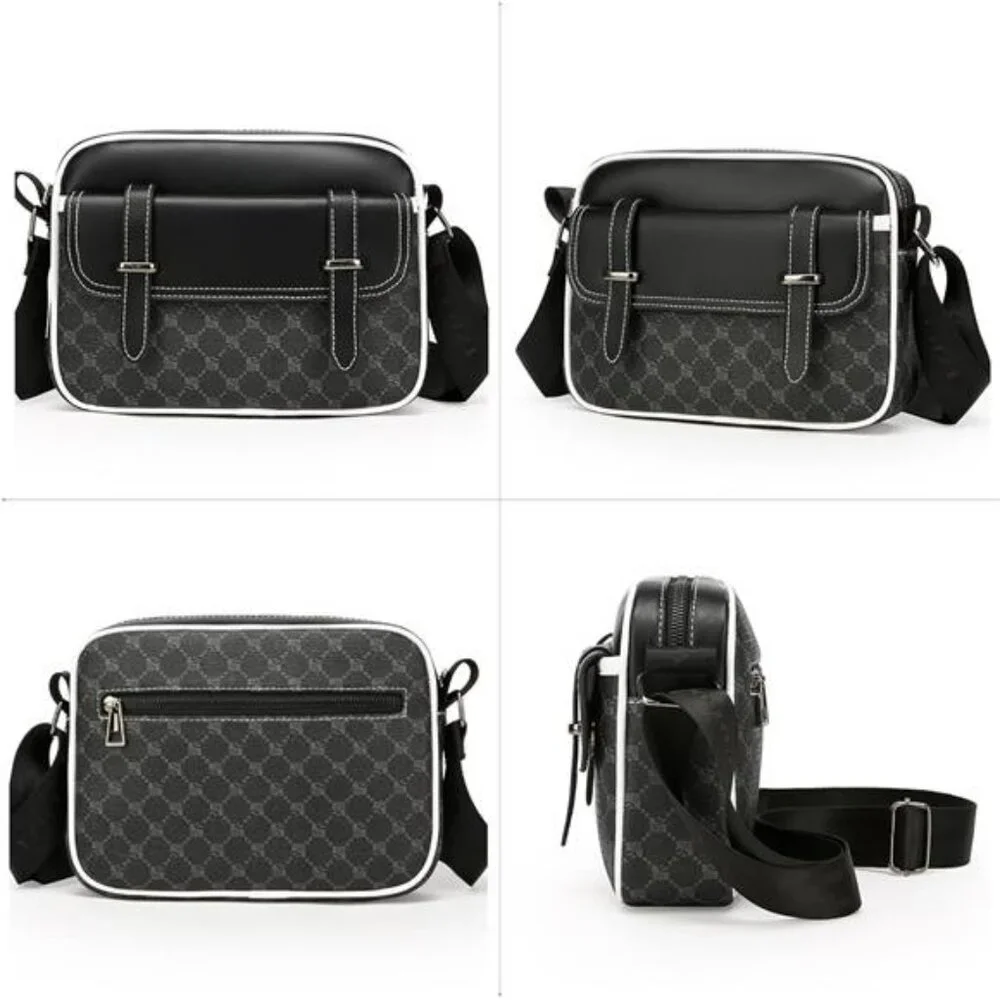 Mens Crossbody Bag PU Leather Shoulder Messenger Bag Travel Work Daily Purse